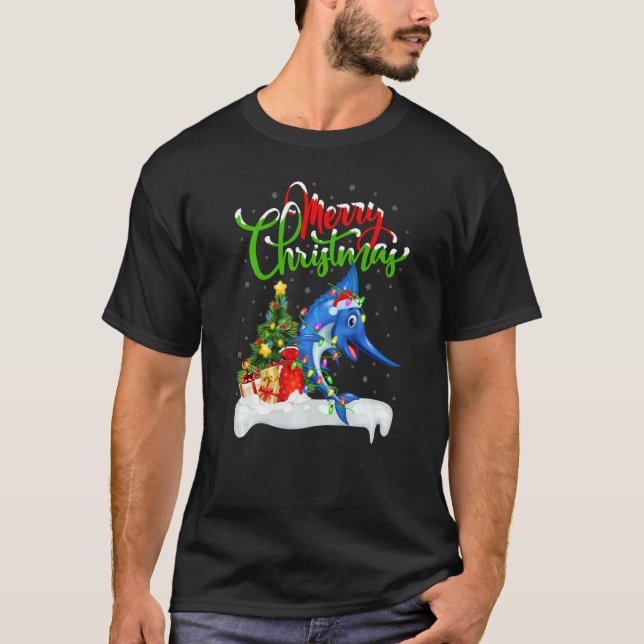 T-shirt Sailfish  Xmas Decorations Santa Sailfish Christma (Devant)