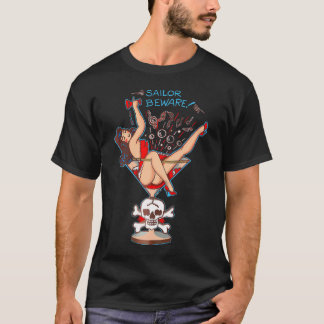 T-shirt Sailor Gare Pin Up Girl Dans Martini Tattoo Glass