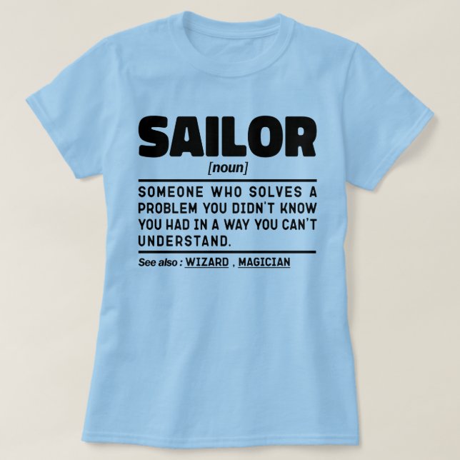 T-shirt Sailor Noun Définition Seaman Crew Cool nautique (Design devant)