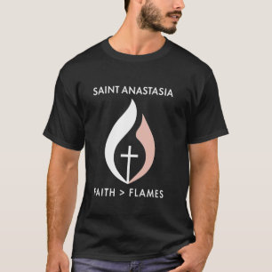 T-shirt Saint Anastasia Inspirante La Foi Sur Les Flammes