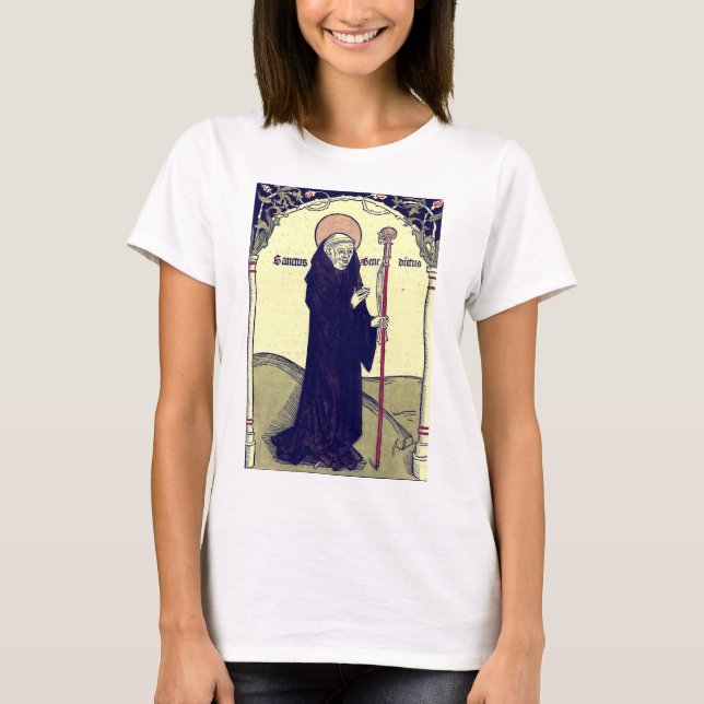 T-shirt Saint Benoît de Nursie Patron de l'Europe Catholiq (Devant)