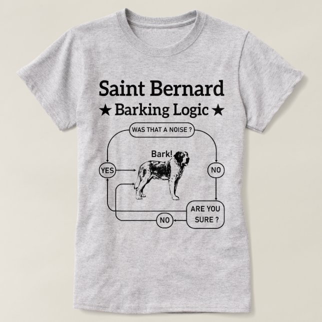 T-shirt Saint Bernard Barking Logic Funny Chien propriétai (Design devant)