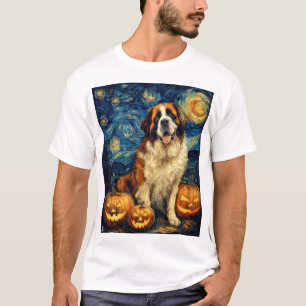 T-shirt Saint Bernard Chien Mignon Halloween Jack O Lanter