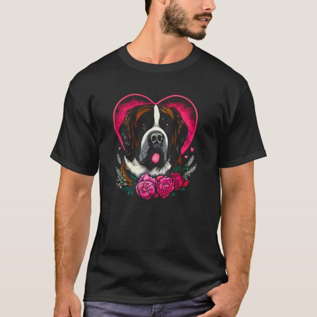 T-shirt Saint Bernard Chien Saint Valentin (Devant)
