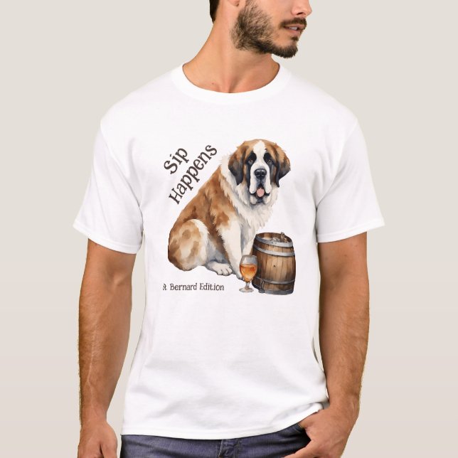 T-shirt Saint Bernard Chien Sip Happen (Devant)