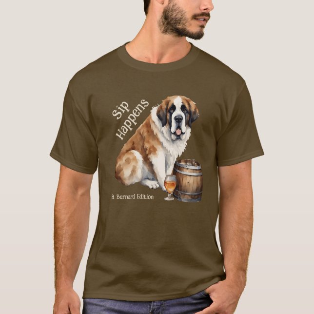 T-shirt Saint Bernard Chien Sip Happen (Devant)