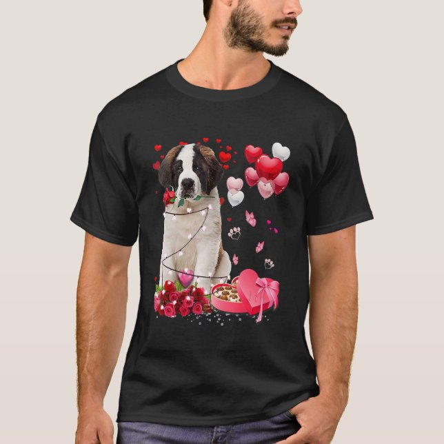 T-shirt Saint Bernard Coeur Rose Joyeux Chien de la Saint- (Devant)