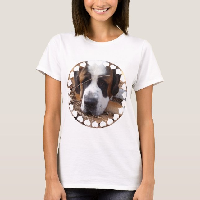 T-shirt Saint Bernard Dog Long Manches Femme (Devant)