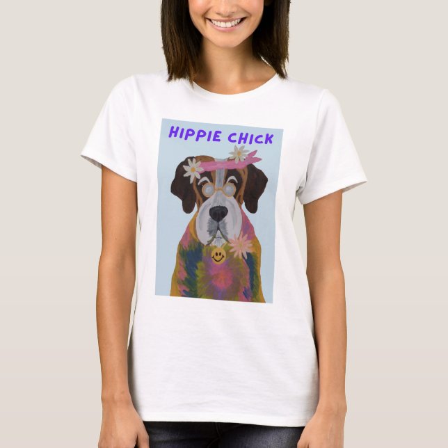 T-shirt Saint Bernard Hippie Fille (Devant)
