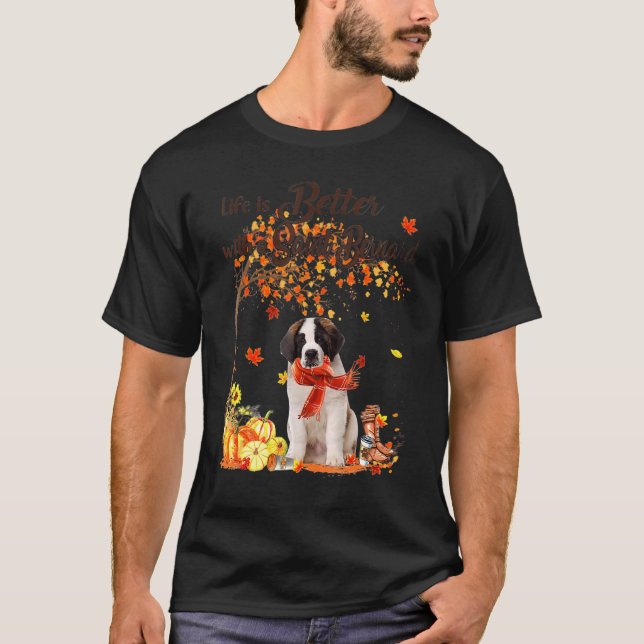 T-shirt Saint Bernard Maple Tree Thanksgiving Day mignon c (Devant)