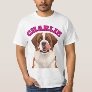 T-shirt Saint Bernard personnalisé Gros Chien Langue Sorti