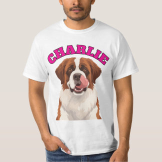 T-shirt Saint Bernard personnalisé Gros Chien Langue Sorti