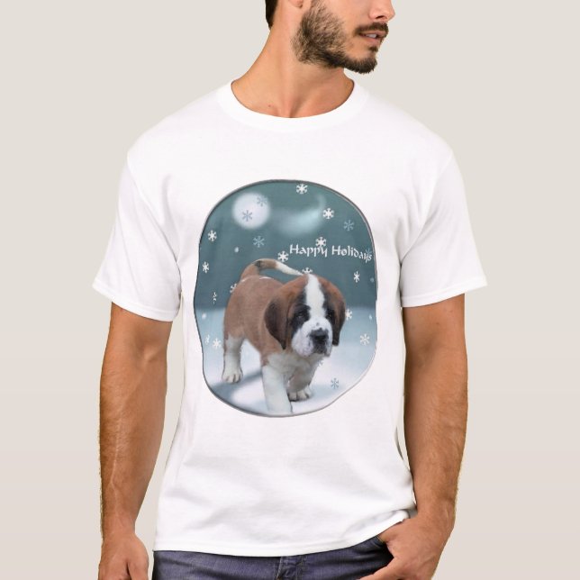 T-shirt Saint Bernard Puppy Cadeaux de Noël (Devant)