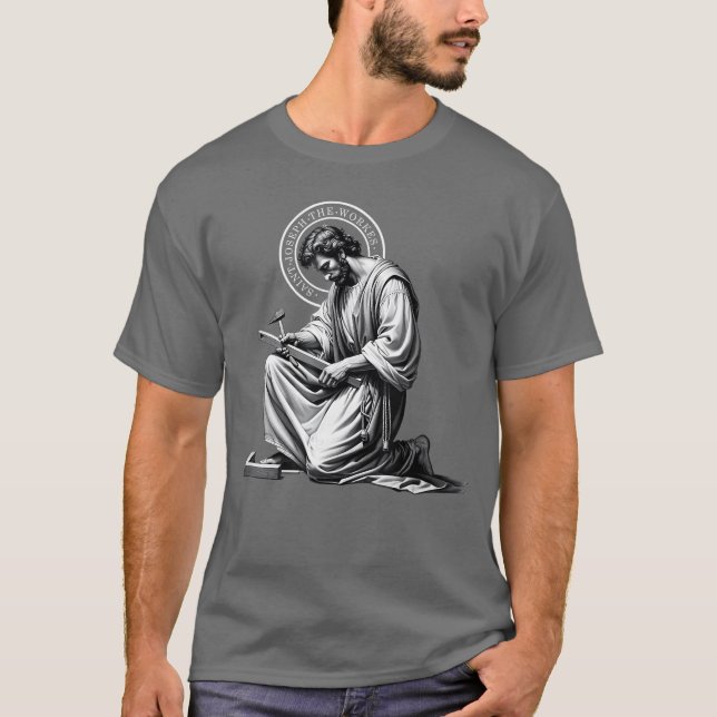 T-shirt Saint Catholic Church St Josephhe Worker Jesus Fat (Devant)