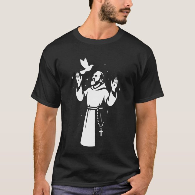 T-shirt Saint catholique Padre Pio (Devant)