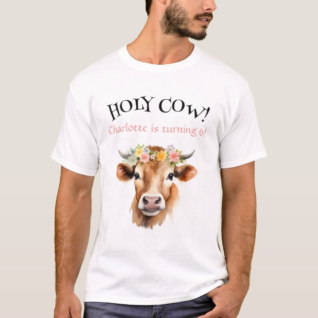 T-shirt Saint-Cow Jersey Vache Floral Fille Anniversaire (Devant)