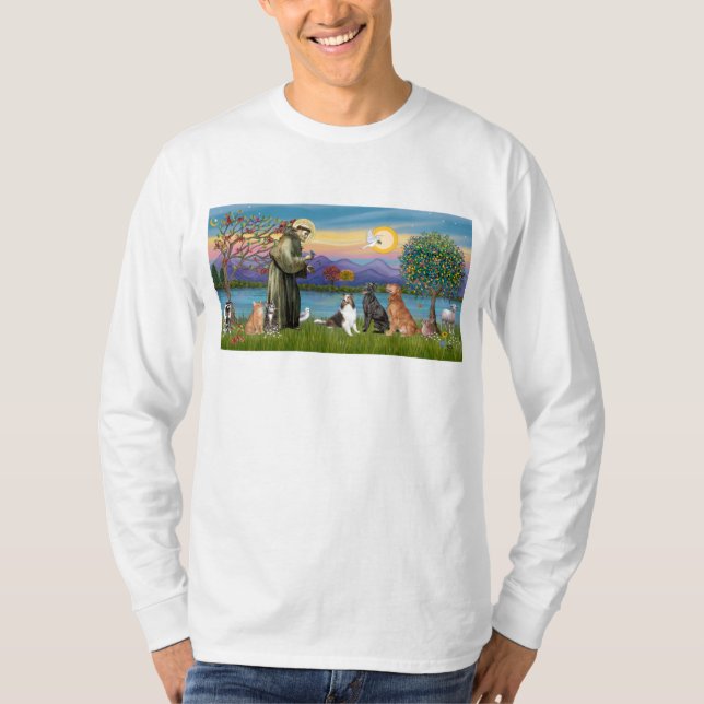 T-shirt Saint-François - 3 chiens, 2 chats +++ (Devant)