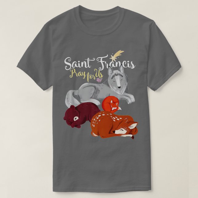 T-shirt Saint François d'Assise Patron des Animaux Wolf An (Design devant)