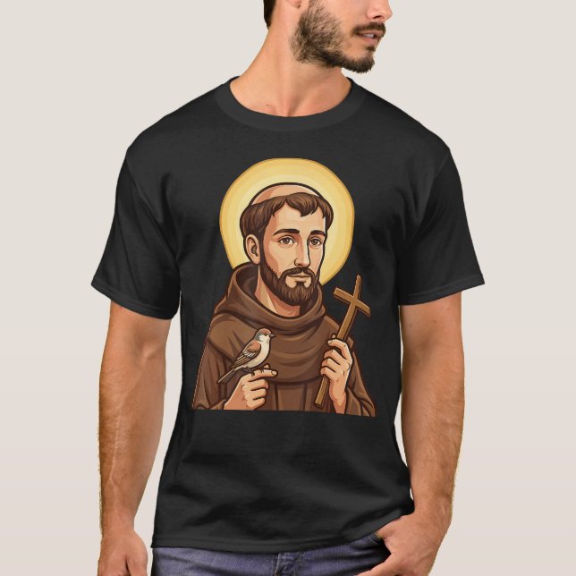 T-shirt Saint François d'Assise Patron Oiseaux Animaux (Devant)