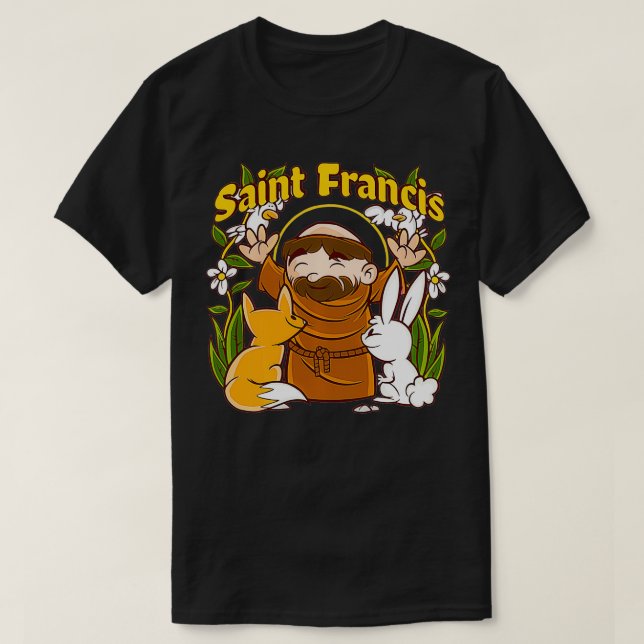 T-shirt Saint François d'Assise Patron Saint des Animaux C (Design devant)