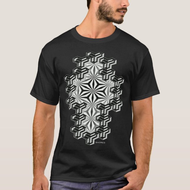 T-shirt Saint géométrie Hexagon Dotwork Mandala Cluster (Devant)