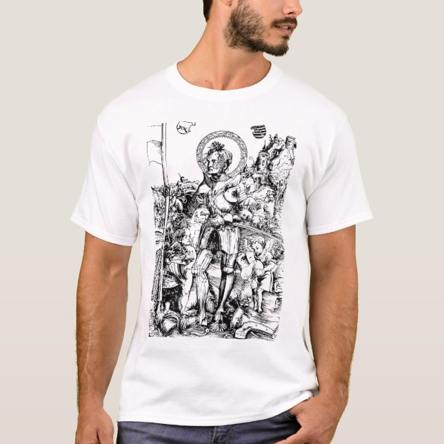 T-shirt Saint George debout avec deux anges (Devant)