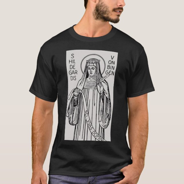 T-shirt Saint Hildegard de Bingen Abbess bénédictine (Devant)