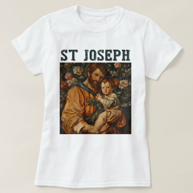 T-shirt Saint-Joseph et Jésus-Bébé catholique traditionnel (Design devant)