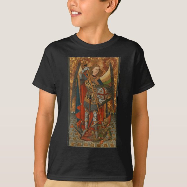 T-shirt Saint Michael The Archangel Defeating Satan Christ (Devant)