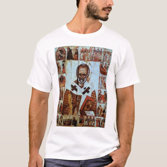 T-shirt Saint-Nicolas avec des scènes de sa vie (Devant)