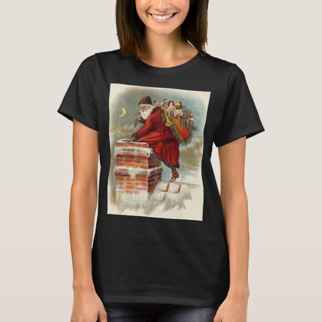 T-shirt Saint Nicolas victorien de Noël sur le toit (Devant)