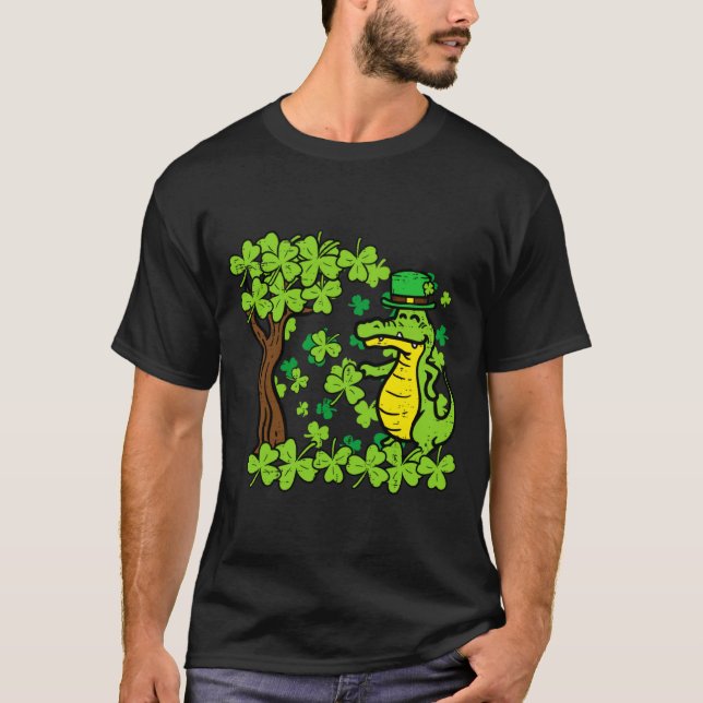 T-shirt Saint Patrick Alligator Shamrock Saint Pattys Homm (Devant)