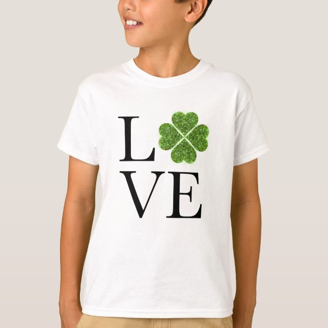 T-shirt Saint Patrick | Amour | shamrock de parties scinti (Devant)