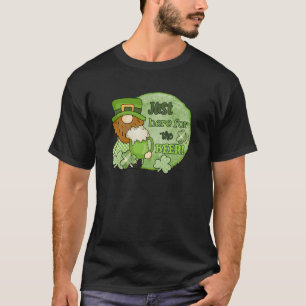 T-shirt Saint-Patrick Green Gnome   Just Here For the Beer