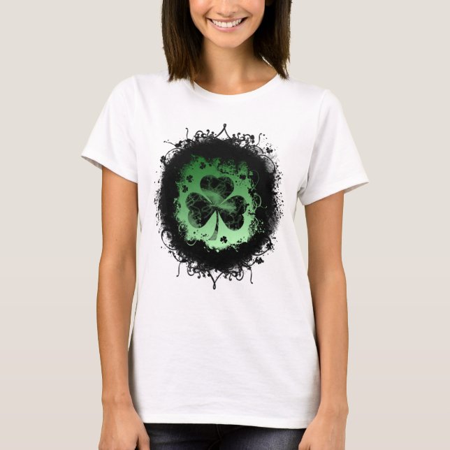 T-shirt Saint-Patrick grunge-goth trèfle (Devant)