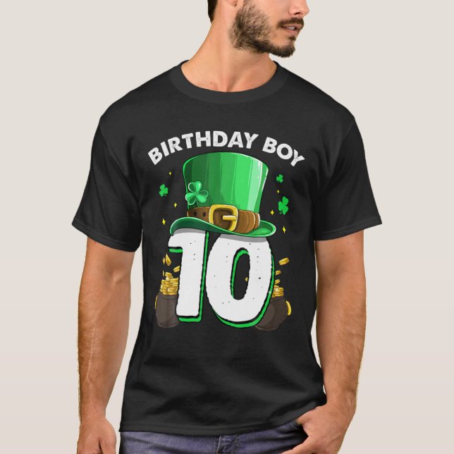 T-shirt Saint Patrick Jour 10E Anniversaire Garçon 10 Ans  (Devant)