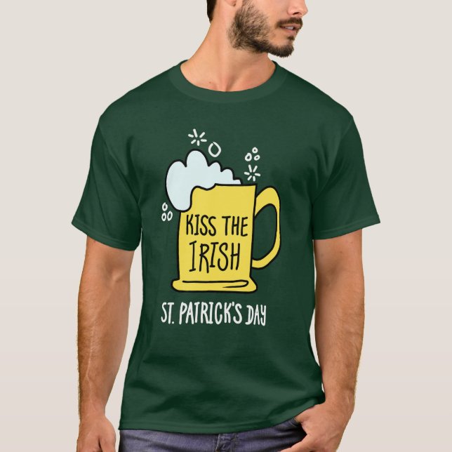 T-Shirt Saint-Patrick Kiss the Irish Bière (Devant)