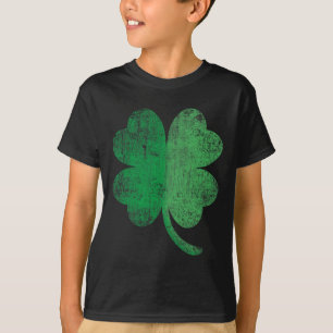 T-shirt Saint-Patrick trèfle à quatre feuilles Rétro délav