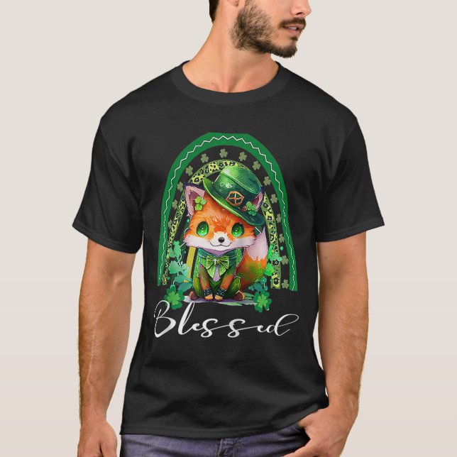 T-shirt Saint Patrick's Blessed Cute Rainbow Adorable Chri (Devant)