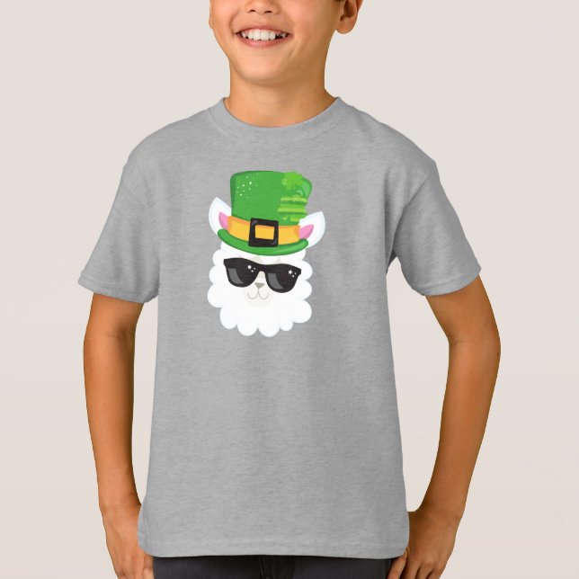 T-shirt Saint Patrick's Day, Alpaca, Llama, Leprechaun Cas (Devant)