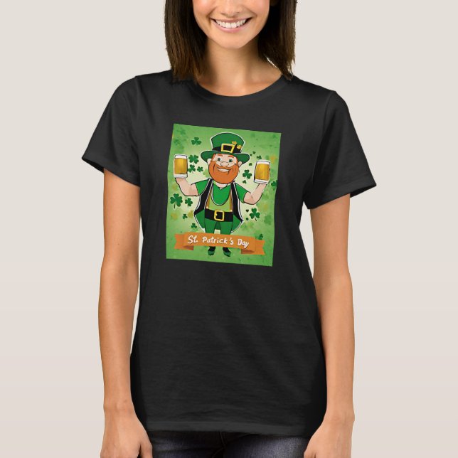 T-shirt Saint-Patricks Day Bières à double poitrine leprec (Devant)