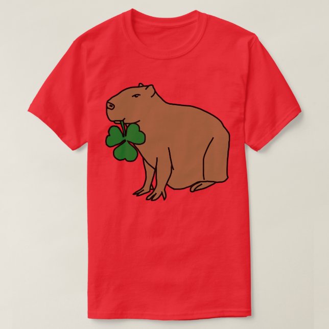 T-shirt Saint Patricks Day Capybara avec Shamrock (Design devant)