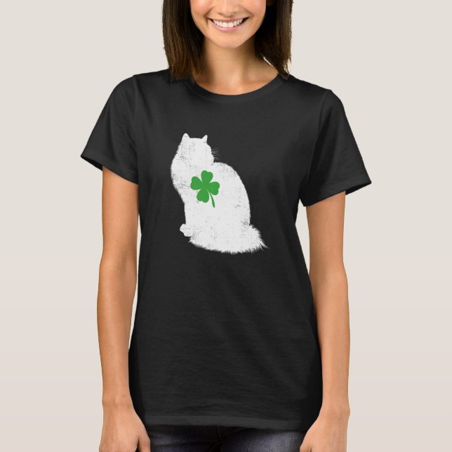 T-shirt Saint Patrick's Day Cat Funny Ragdoll Shamrock Gif (Devant)