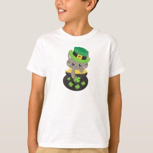 T-shirt Saint Patrick's Day Chat, Clovers, Pot D'Or