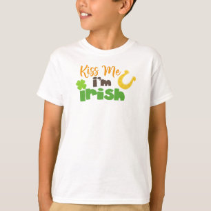 T-shirt Saint Patrick's Day, Clovers, Kiss Me Je suis irla