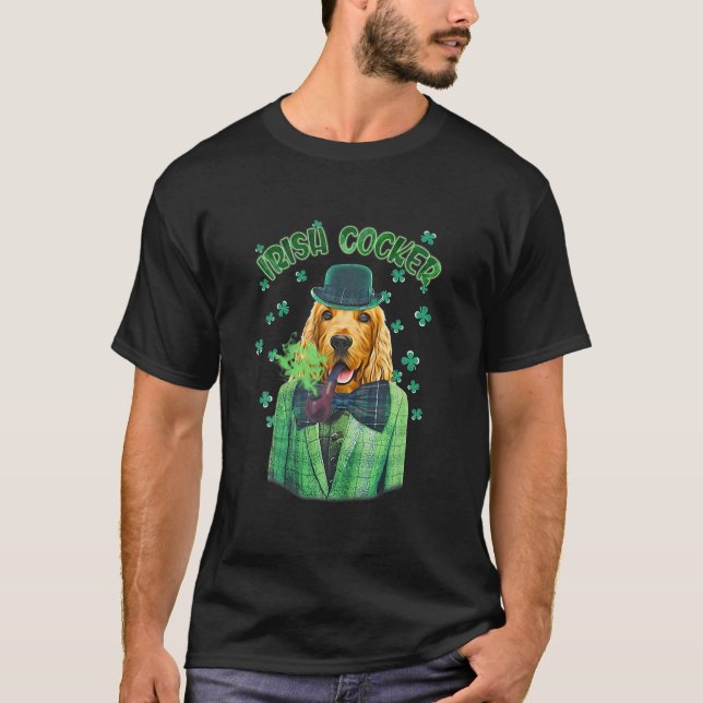 T-shirt Saint Patrick's Day Cocker Chien Shamrock Clover (Devant)