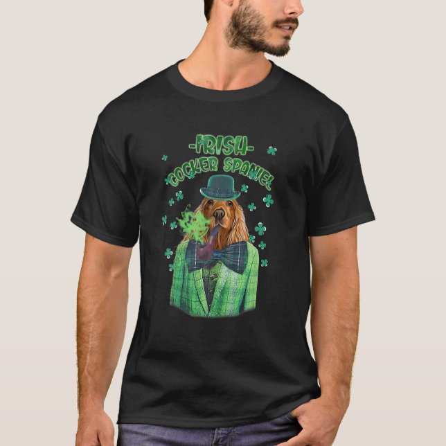 T-shirt Saint Patrick's Day Cocker Spaniel Chien Shamrock  (Devant)
