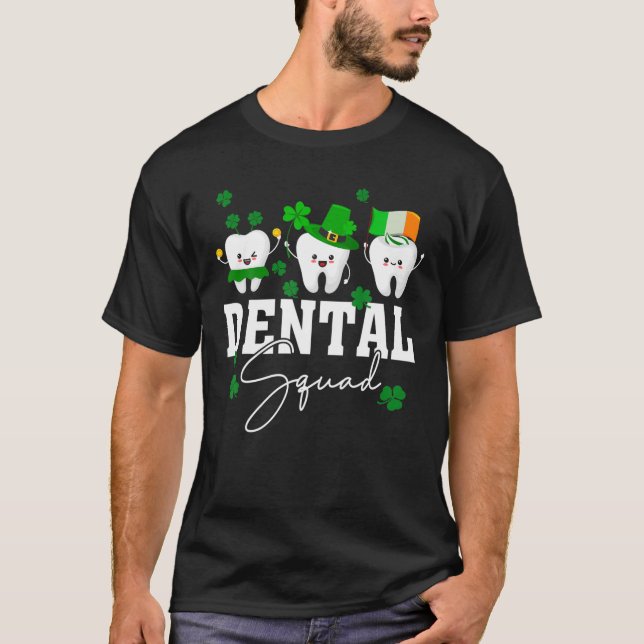 T-shirt Saint Patrick's Day Dental Squad Tooth Leprechaun  (Devant)