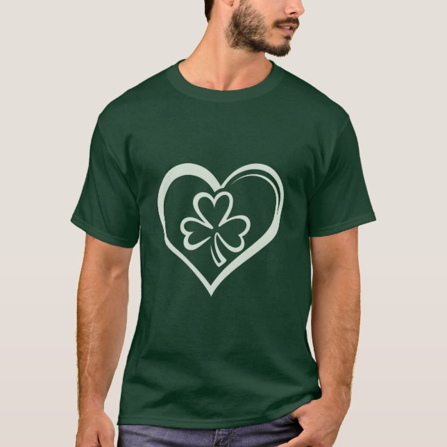 T-shirt Saint Patrick's Day Drôle Shamrock Coeur irlandais (Devant)