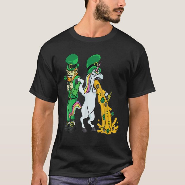 T-shirt Saint Patrick's Day Drunk Unicorn Leprechaun Casqu (Devant)